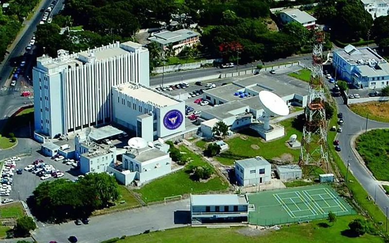 Aerial view of the American University of Barbados campus
